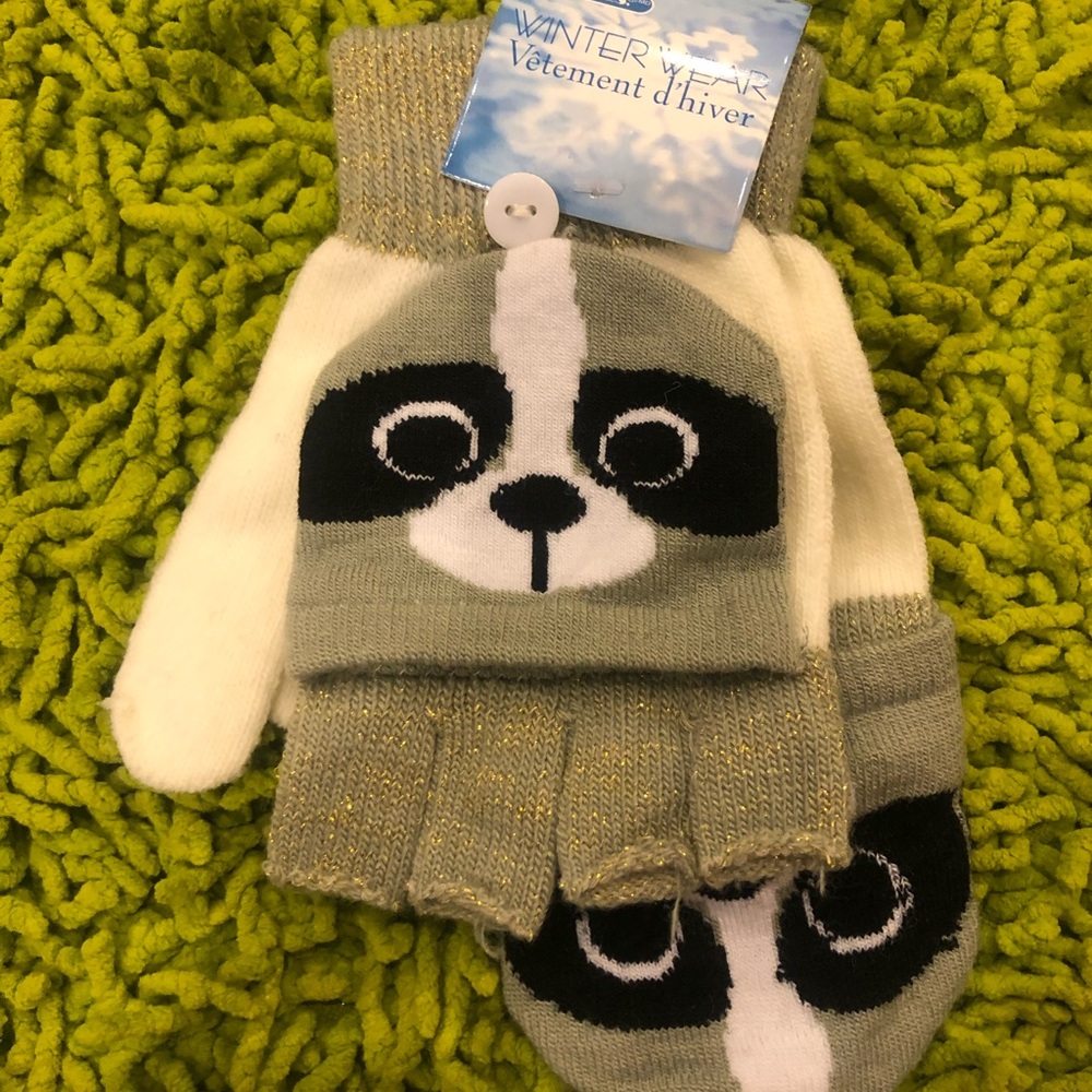 Tail Puppy Mittens - White and Gray